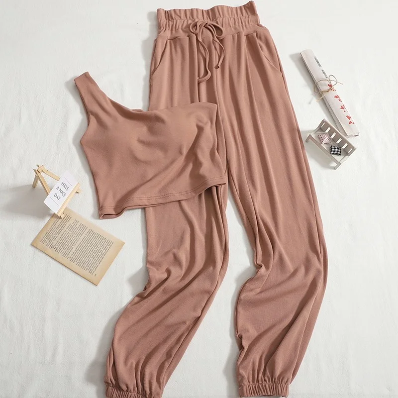 

Новый весенне-осенний женский костюм для бега из двух предметов Толстовка на одно плечо топ + длинные брюки с высокой талией Модный повседневный спортивный костюм