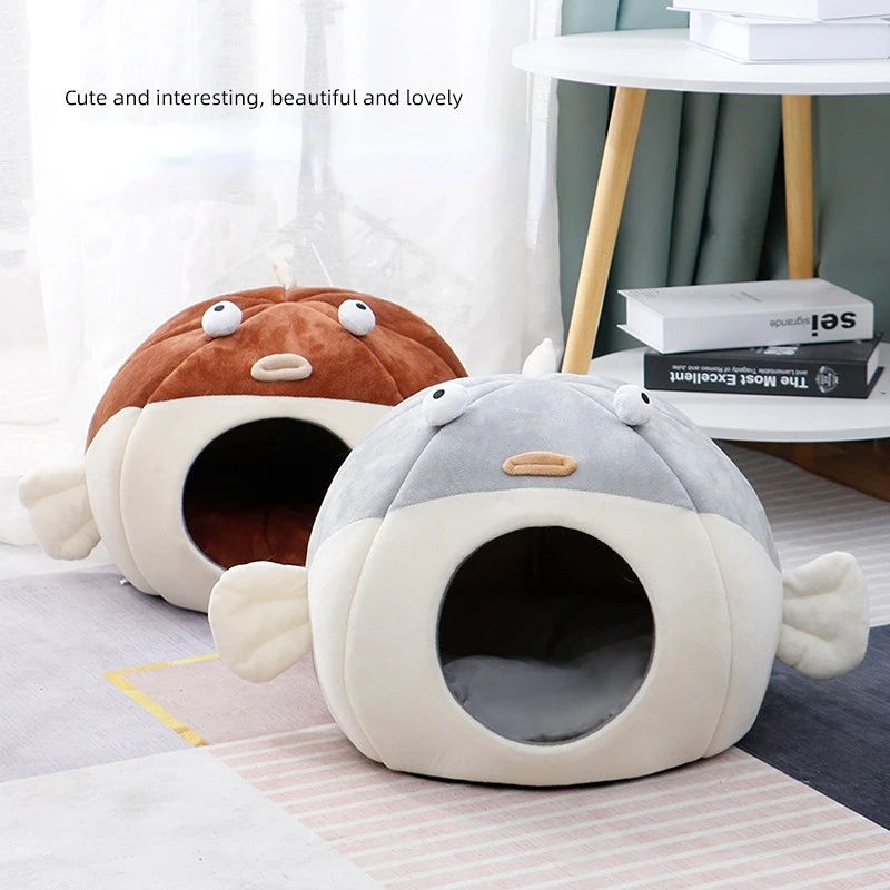 

Cat House dog bed semi-closed pet nest products thickened warm cartoon soft casas para gatos Furniture Accessories wholesale