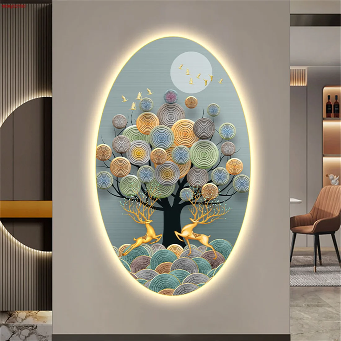 

Nordic Minimalism Oval Elk Mural Led Wall Lamp For Aisle Corridor Living Room Background Study Home Decoration Sconce Art Lights