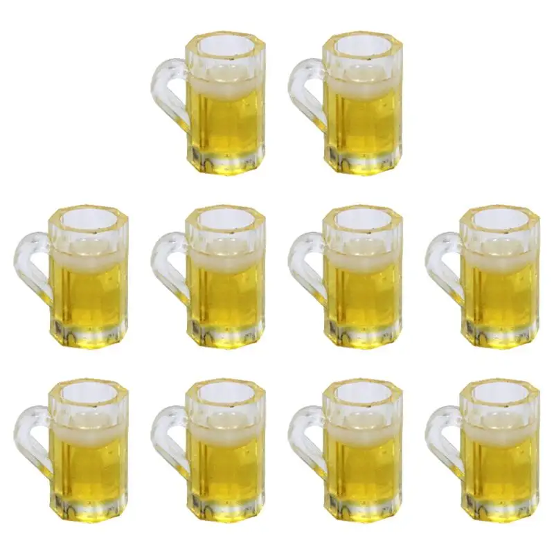 

10Pcs Mini Beer Cup Shot Glasses Statues Decorative Mini House Beer Mug Modeling Ornaments