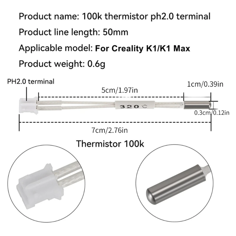 Нагревательный блок часть термисторного картриджа 100K для 3D-печати K1Max Hotend