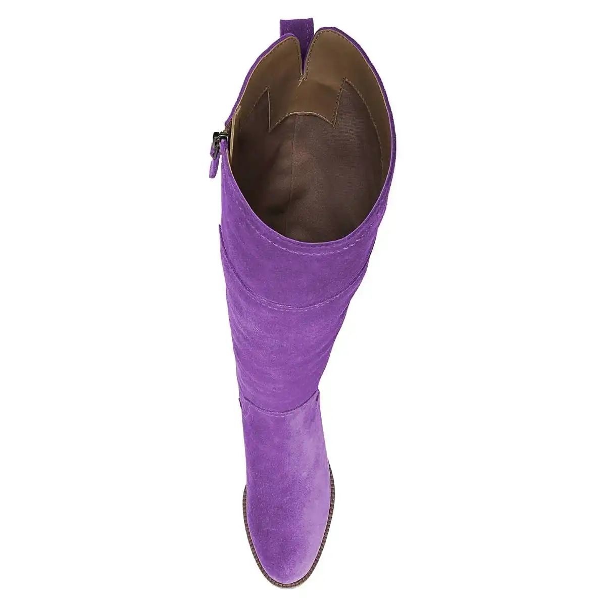 Round Toe Block Heeled Over-The-Knee Boots Purple Suede Ladies Side Zip High Boots