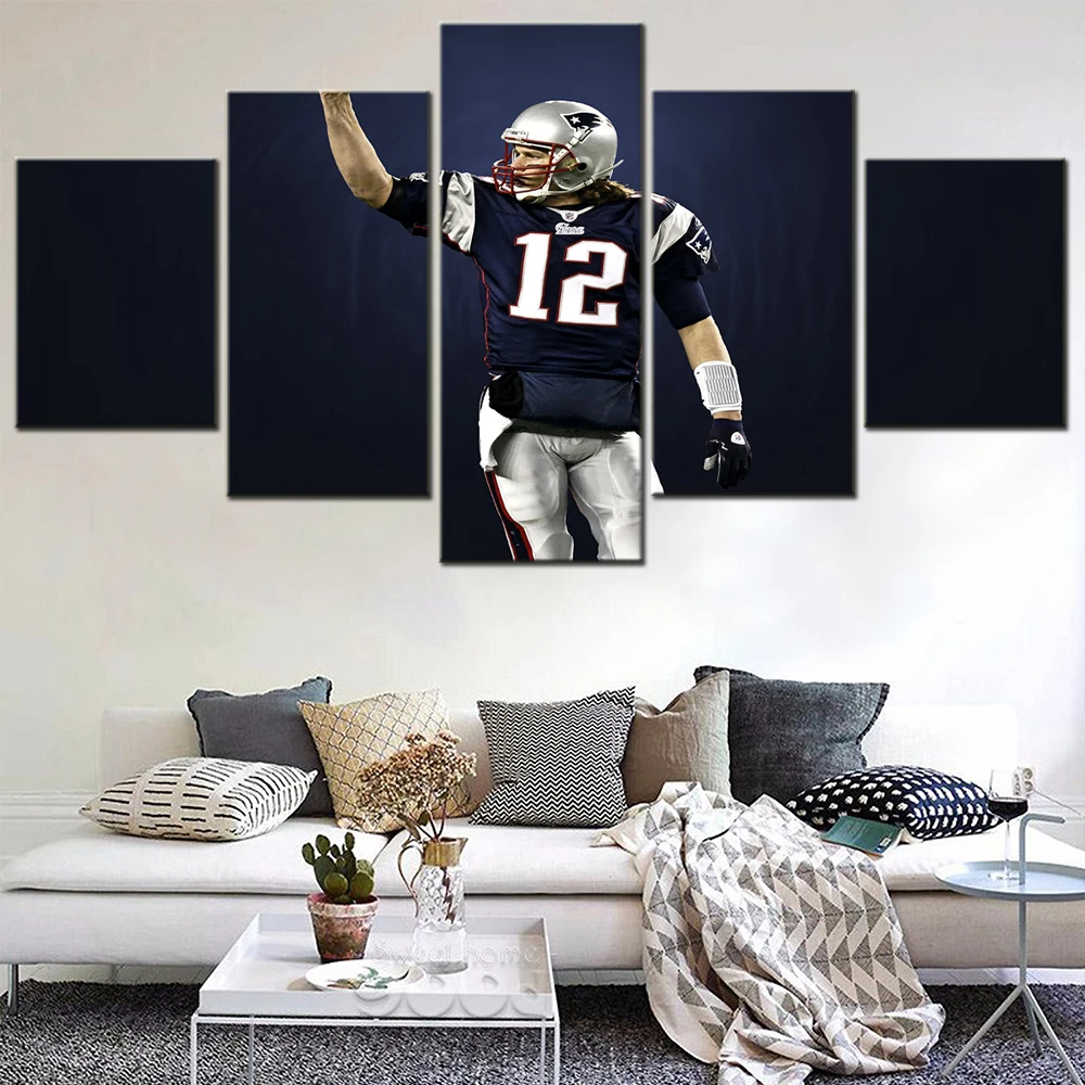 

5 Piece Famous American Football Superstars Brady Painting Home Decor Canvas HD Prints Poster Wall Art Modern Picture Framework