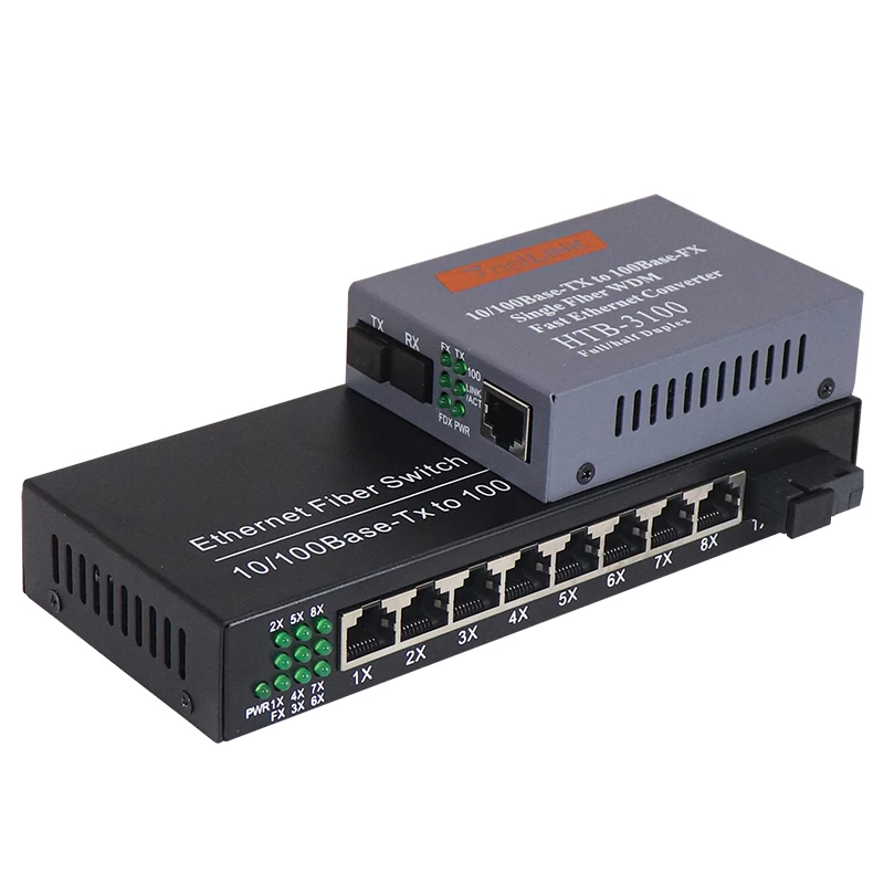 Волоконно-оптический преобразователь 10/100 м 25 км 8 портов