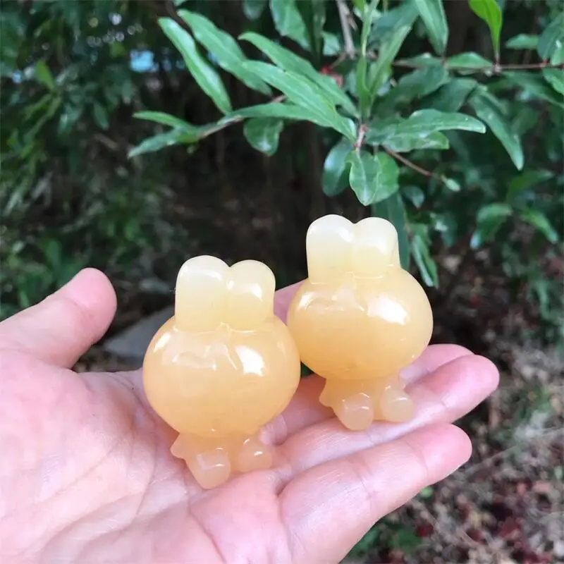 

Natural Healing Crystals Yellow Calcite Cartoon Figurines Handmade Reiki Gem Carving Lucky Home Decoration 1pcs