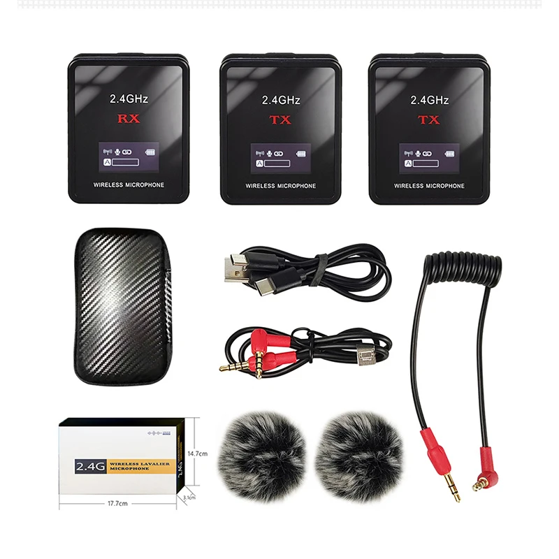 Audio 2.4G Wireless Lavalier Microphone for Camera Interview Live Recording for IPhone Xiaomi Mobilephone PC DSLR Camera