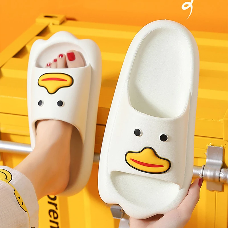 Creative Cartoon Duck Pattern Slipper Summer Bathroom Sandals With Thick Sole For Women And Men Home Indoor Anti-slip Shoes