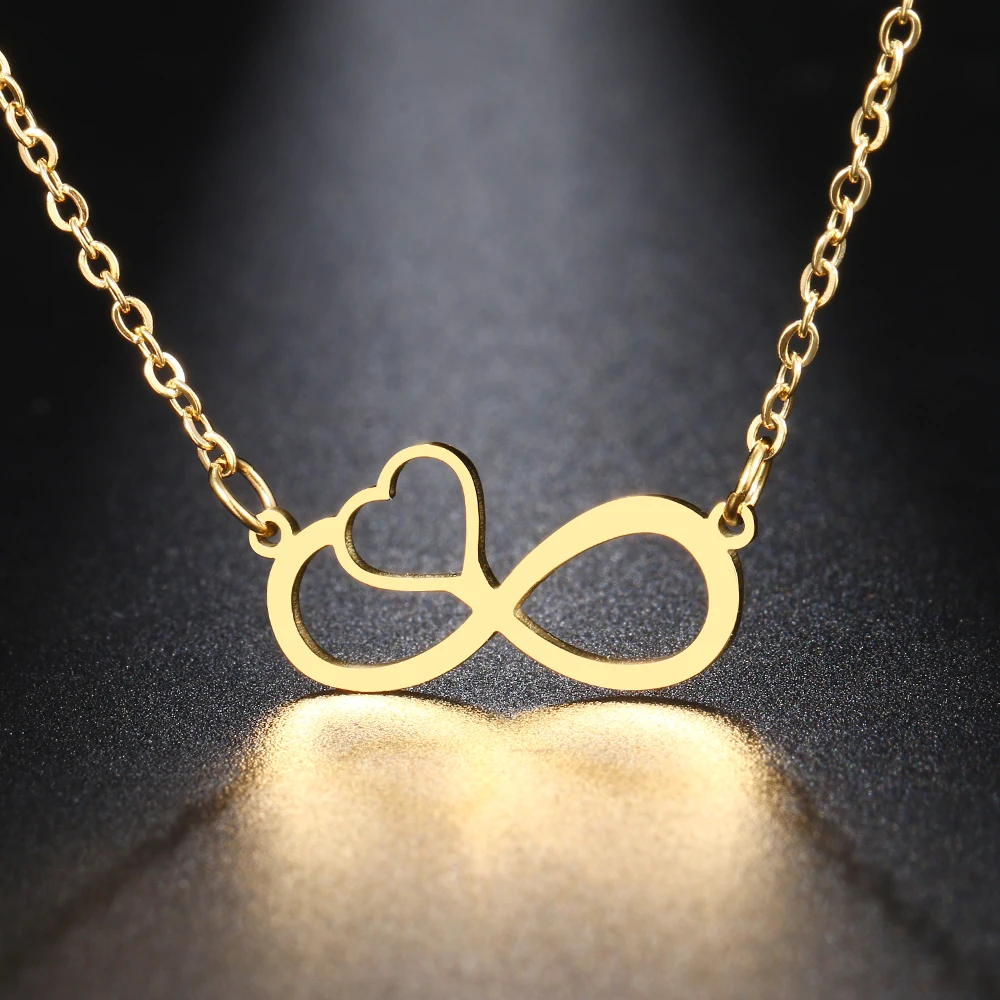 

Stainless Steel Necklaces Infinity Symbol Heart Shape Pendant Chain Fashion Necklace For Women Jewelry Party Friends Gifts