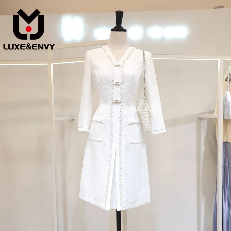 

Женское облегающее платье Люкс & ENVY, элегантное приталенное платье с V-образным вырезом в Корейском стиле, весна-осень 2023