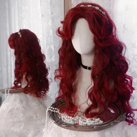 HOUYAN Synthetic long wavy curly hair red black wig female bangs cosplay Lolita heat-resistant wig