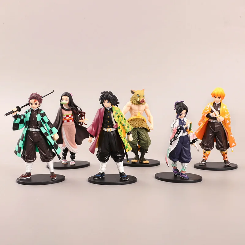 

6Pcs/Set Anime Demon Slayer Kimetsu no Yaiba Tanjiro Nedouko Agatsuma Zenitsu Action Figure PVC Model Figure Children's Toys