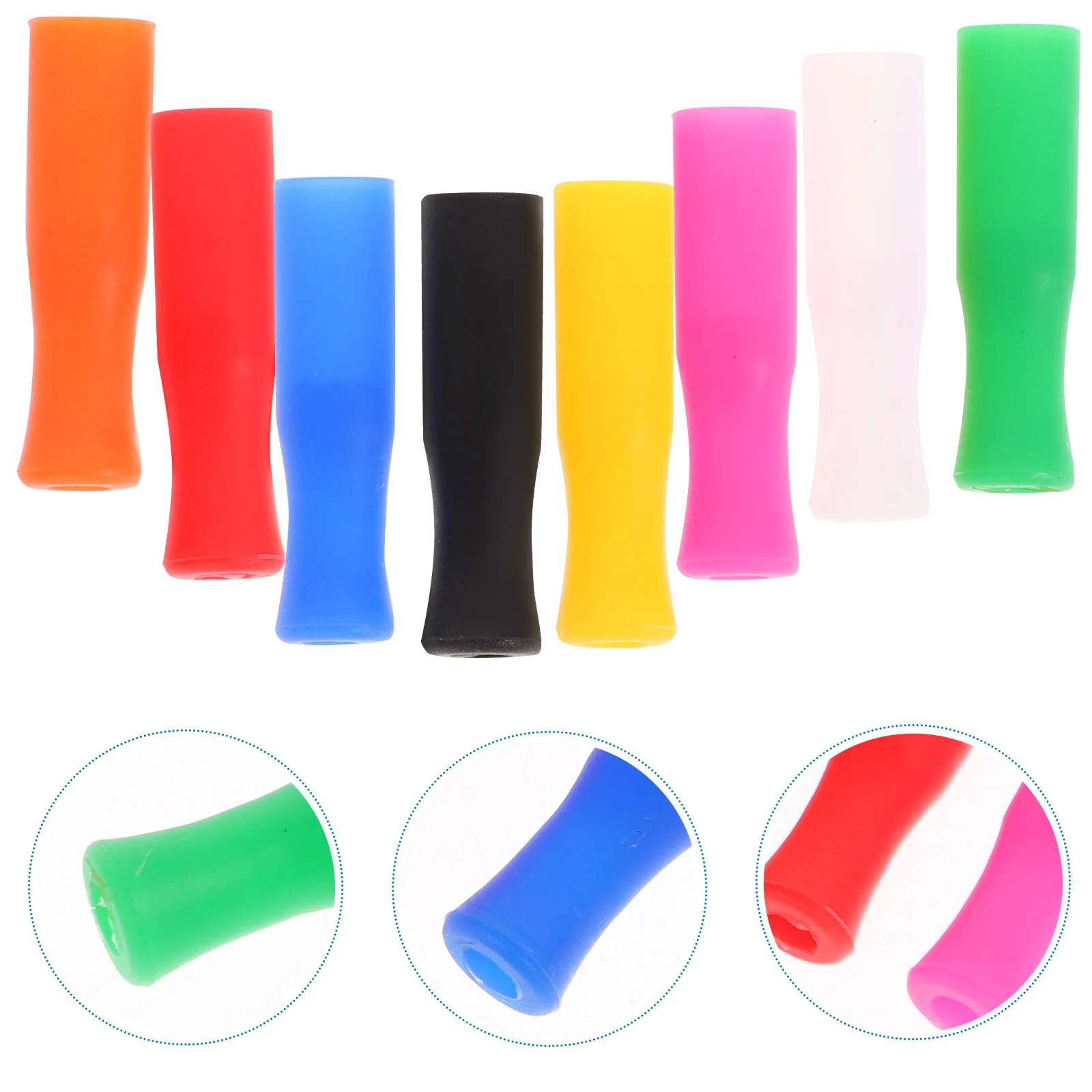 

8pcs Silicone Straws Tips Grade Reusable Tip Cover Anti- Scald Cold Straws Cover Lips for Metal Stainless Steel 0. 8MM
