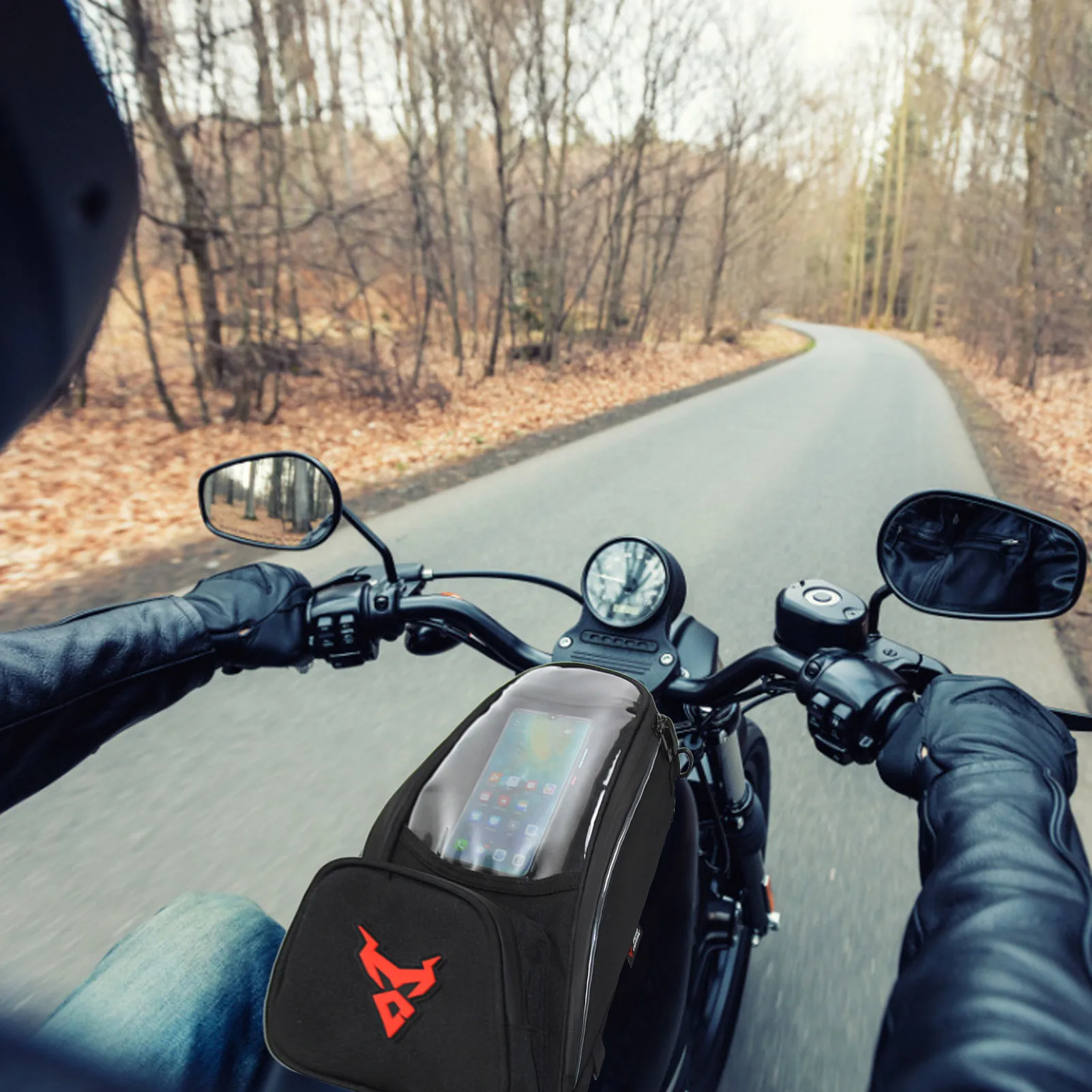 

7Inch Water Proof Touch Screen Motorcycle Bag Moto Single Shoulder Fuel Tank Magnetic Bag Fixed Straps Mobile Phone Navigation