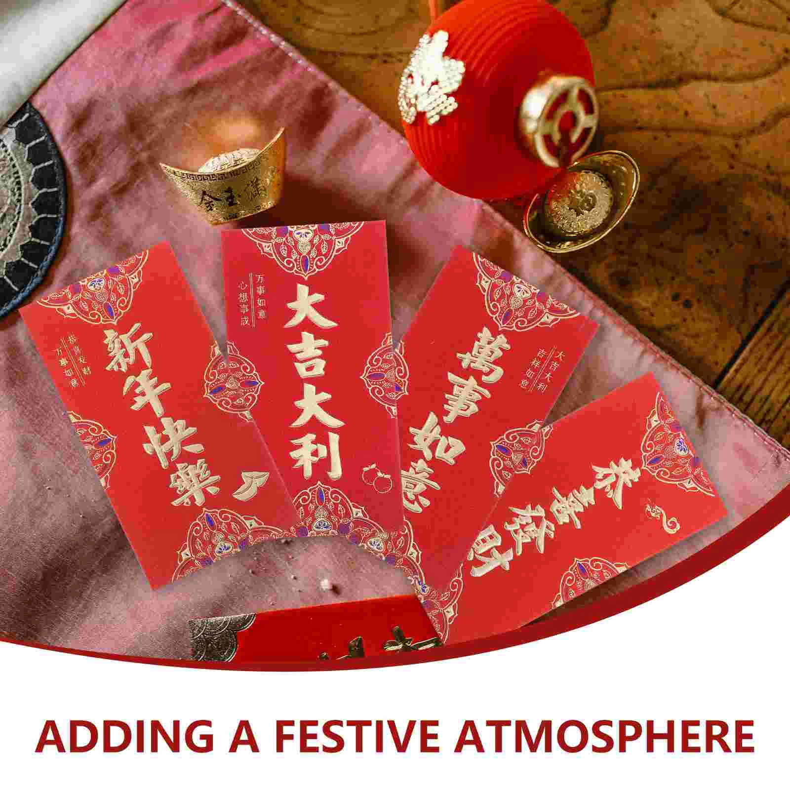 24 шт. новогодний красный конверт в китайском стиле с благословением милые