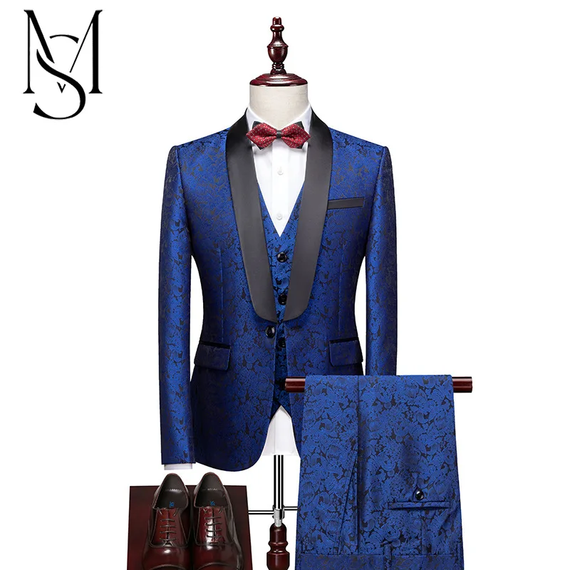 

Cross-border foreign trade men's evening dress bridegroom banquet large suit dress three-piece XF1585