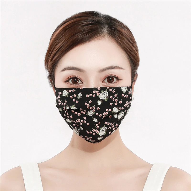 

Women RetroThin Sunscreen Flower Print Veil Floral Pattern Gauze Masks Lady's Chiffon Mask Mesh