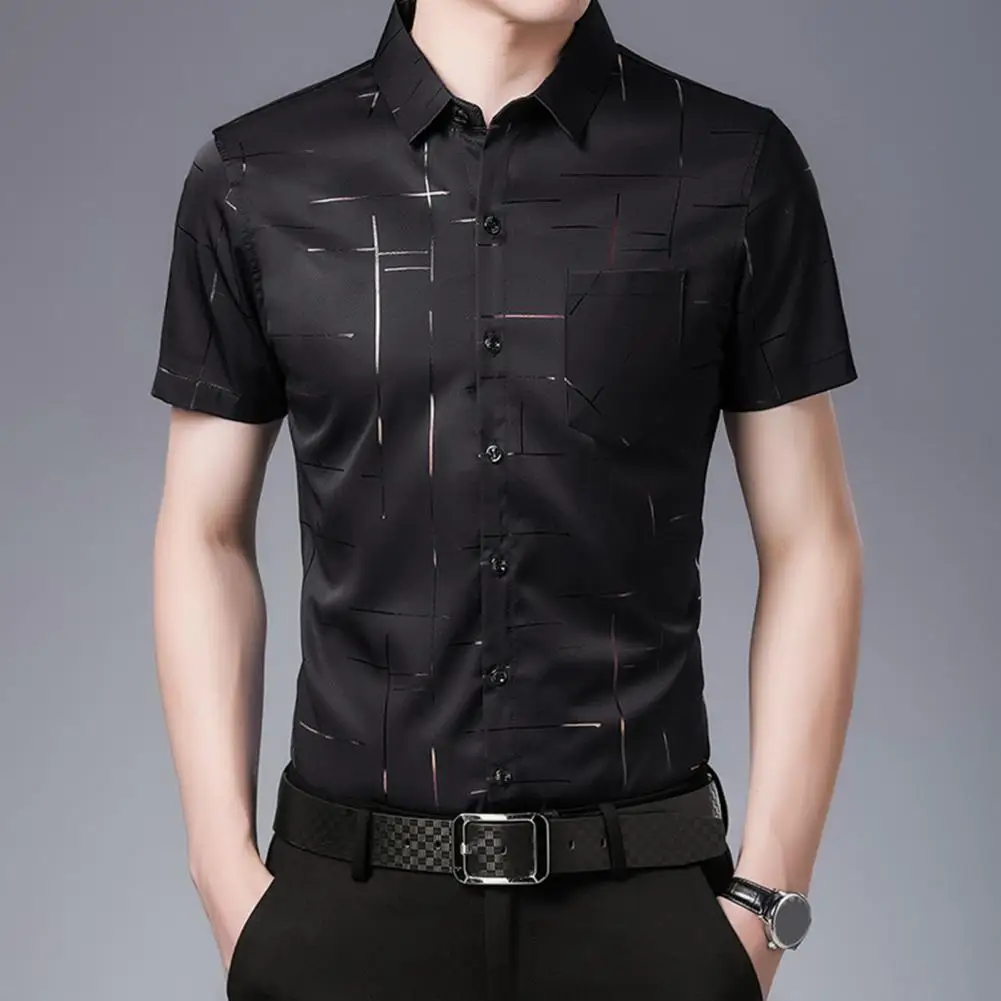 

Men Top Trendy Lightweight Summer Top Turn-down Collar Summer Shirt