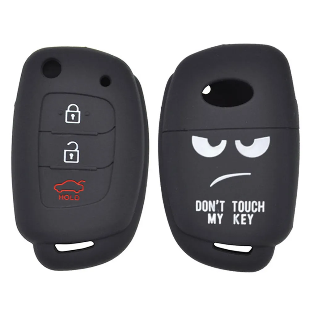 

Silicone Car Key Case Cover For Hyundai Creta i10 i20 Tucson Elantra Santa Fe Remote Flip Key Fob Shell Jacket Holder 3 Buttons