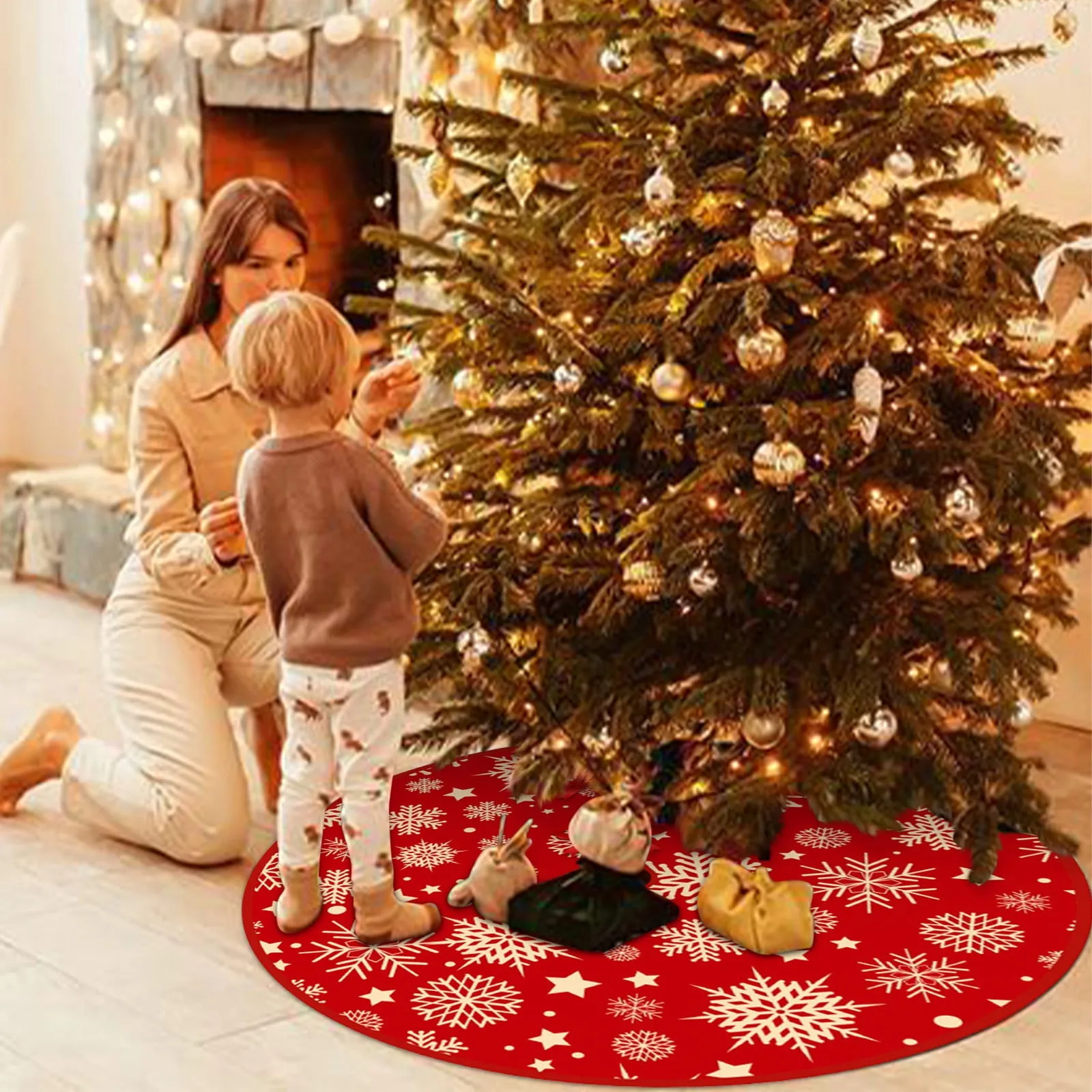 Зимние Украшения Юбка В Виде Дерева Тюлевая С Принтом Украшение Для Дома