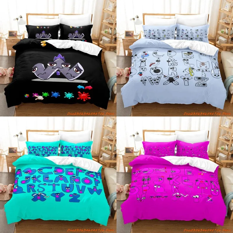 

Alphabet Lore Print Polyester Bedding Sets Child Kids Covers Boys Bed Linen Set for Teens king size bedding set