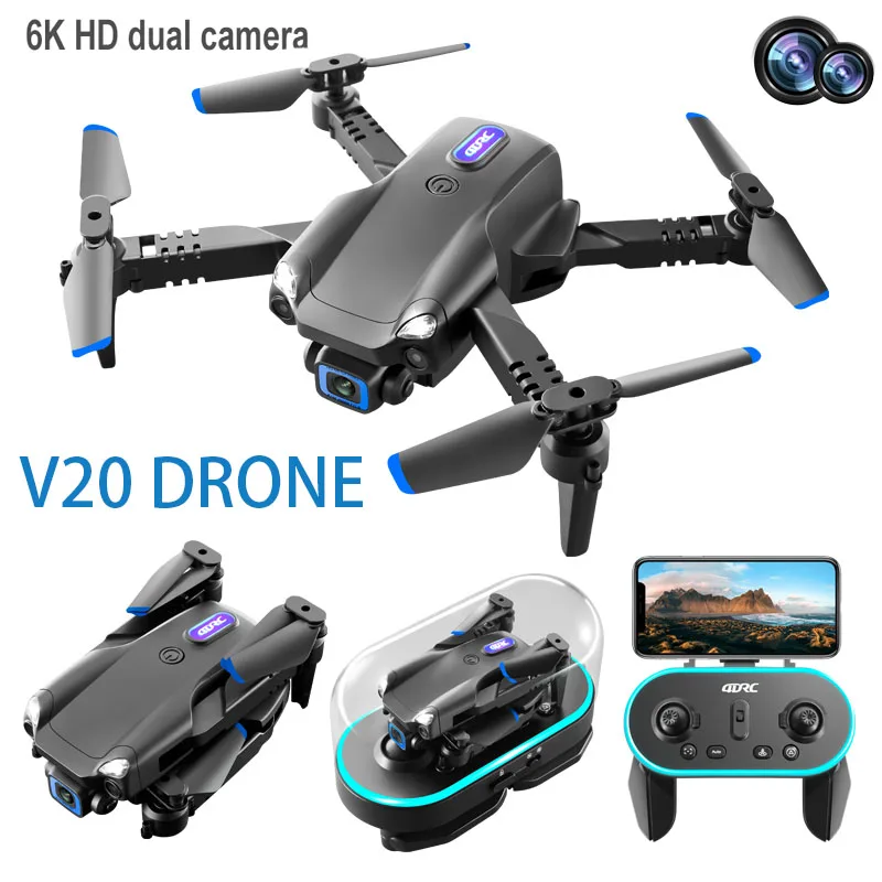 

V20 Mini Drone 6k Profesional HD Dual Camera fpv Drone Height Keep Drones Photography Rc Helicopter Foldable Quadcopter Dron Toy