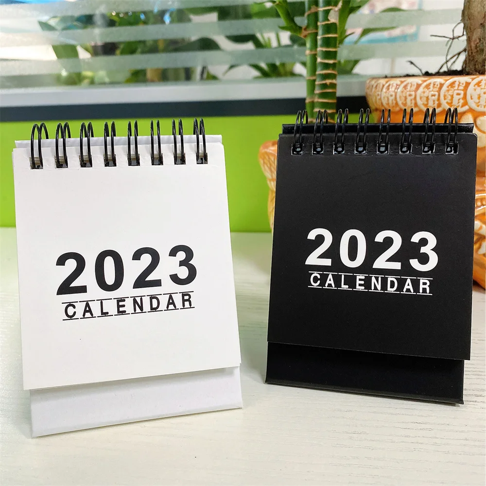 2023 Retro Simple Solid Color Mini Desk Calendar Decoration Standing Desk Calendar Thick Paper Office Calendar School Supplies