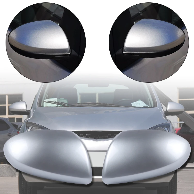 

Левая и правая крышки зеркала заднего вида, крыла зеркала заднего вида, серебристая Крышка для Mazda 2, Mazda 3 1,6, автомобильные аксессуары