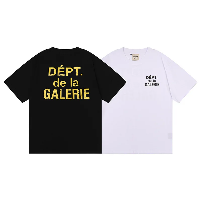 

Fashion men's and women's T-shirt GALLEY DEPT back letter split design hip-hop short-sleeved cotton bottoming shirt loose top
