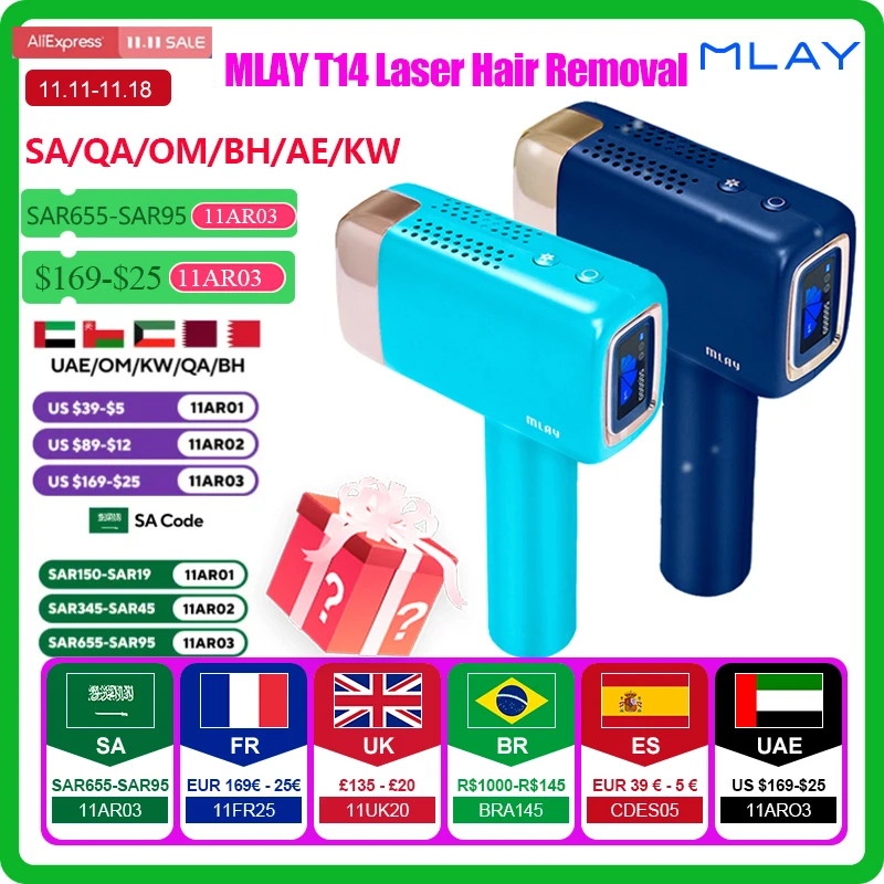 MLAY T14 Лазерная эпиляция IPL Лазерный эпилятор ICE Cold 500000 Flashes 3IN1Автомат для домашнего