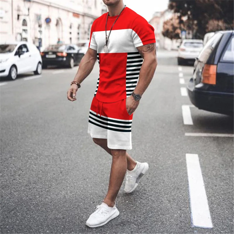 

New Summer Men’s Sets 3D Tracksuit Fashion Clothes For Man Beach TShirt Shorts Casual Streetwear Men Two Pieces Oversized Suit