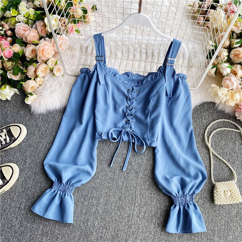 

Женская блузка с пуговицами на одно плечо, с длинным рукавом