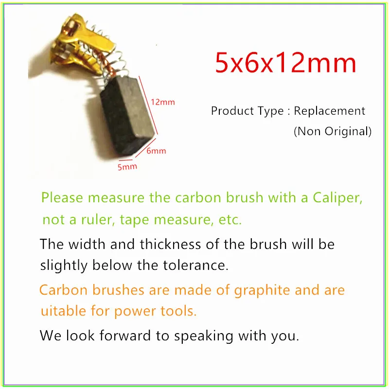 

Сменная углеродная щетка Hitachi, 2 шт., 12x6x5 мм для 328202 334696 328200 G18DSL G18DL G14DSL G14DL CE18DSL, запчасти для электроинструмента