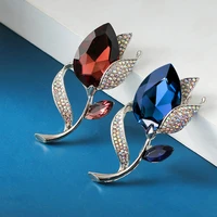 tulip brooch female crystal high grade corsage luxury niche design pin anti glare accessories