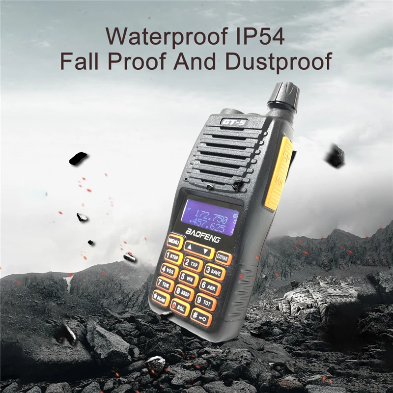 BAOFENG GT-5 12W Power New Portable 2 Way Radio Dual PTT Walkie Talkie waterproof IP55  Hunting Transceiver Dual-Band Intercom