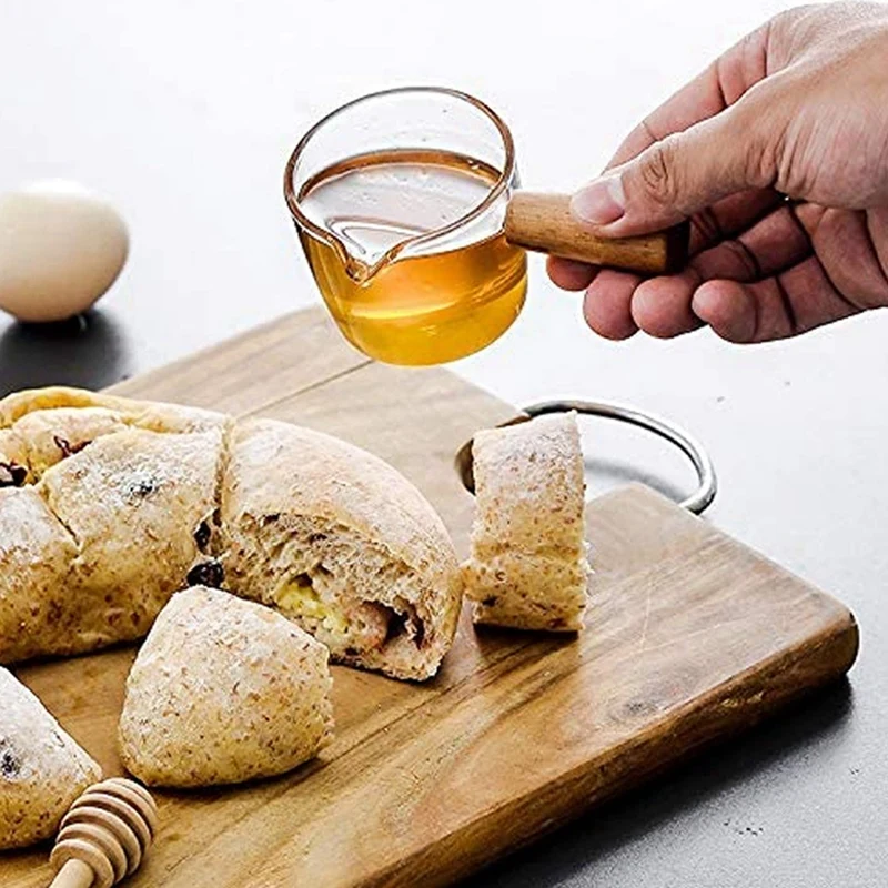 12 шт. прозрачная стеклянная Сливочная машина с деревянной ручкой мини-кувшин для