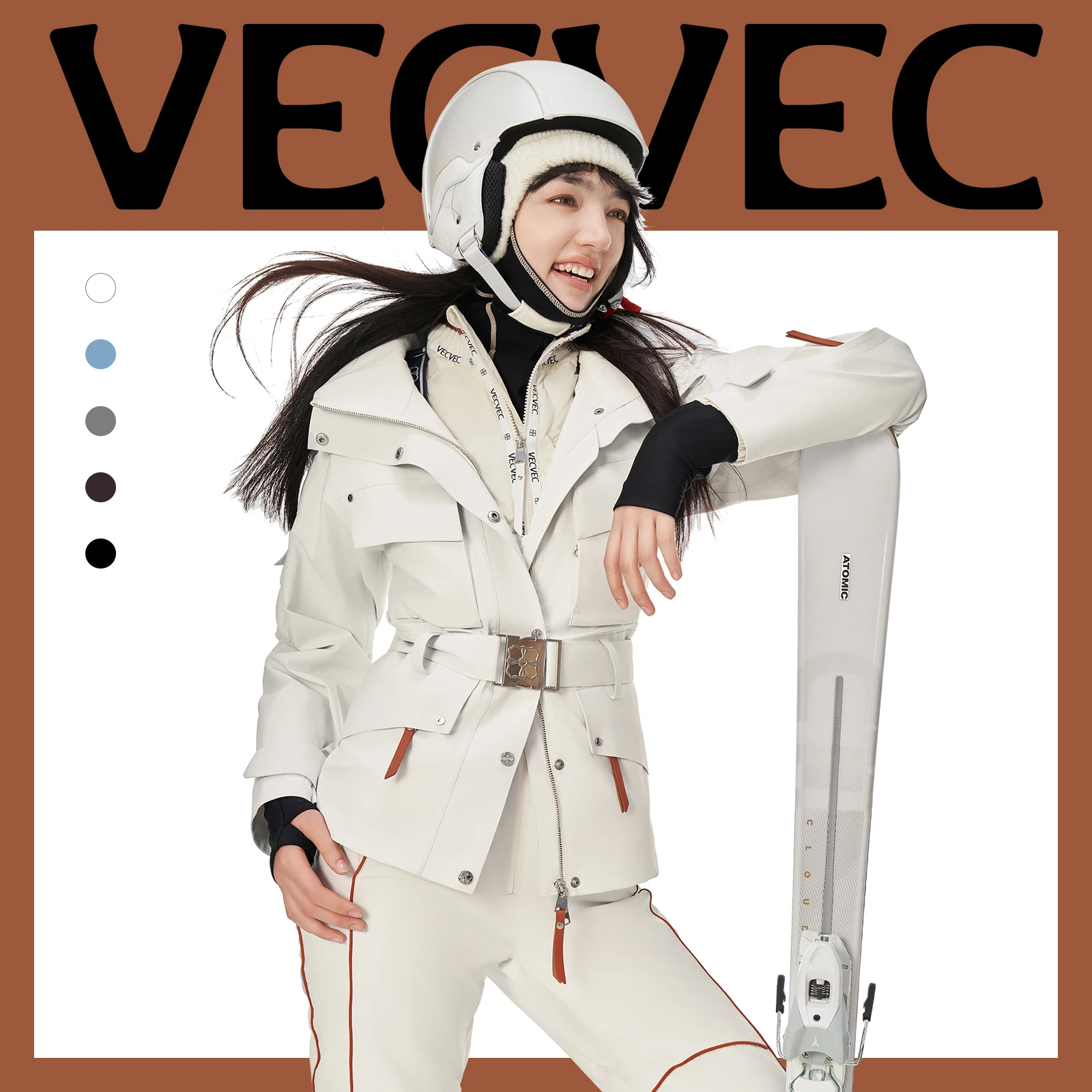 Фото VECVEC одно- и двухбортная лыжная куртка Freestyle 3L Lamb Fleece женское издание теплая ветрозащитная водонепроницаемая дышащая прочная №5