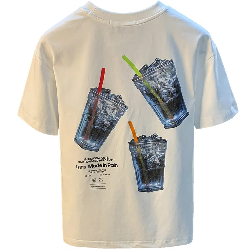 Летняя тонкая короткая потертая футболка мужской модный Свободный Повседневный