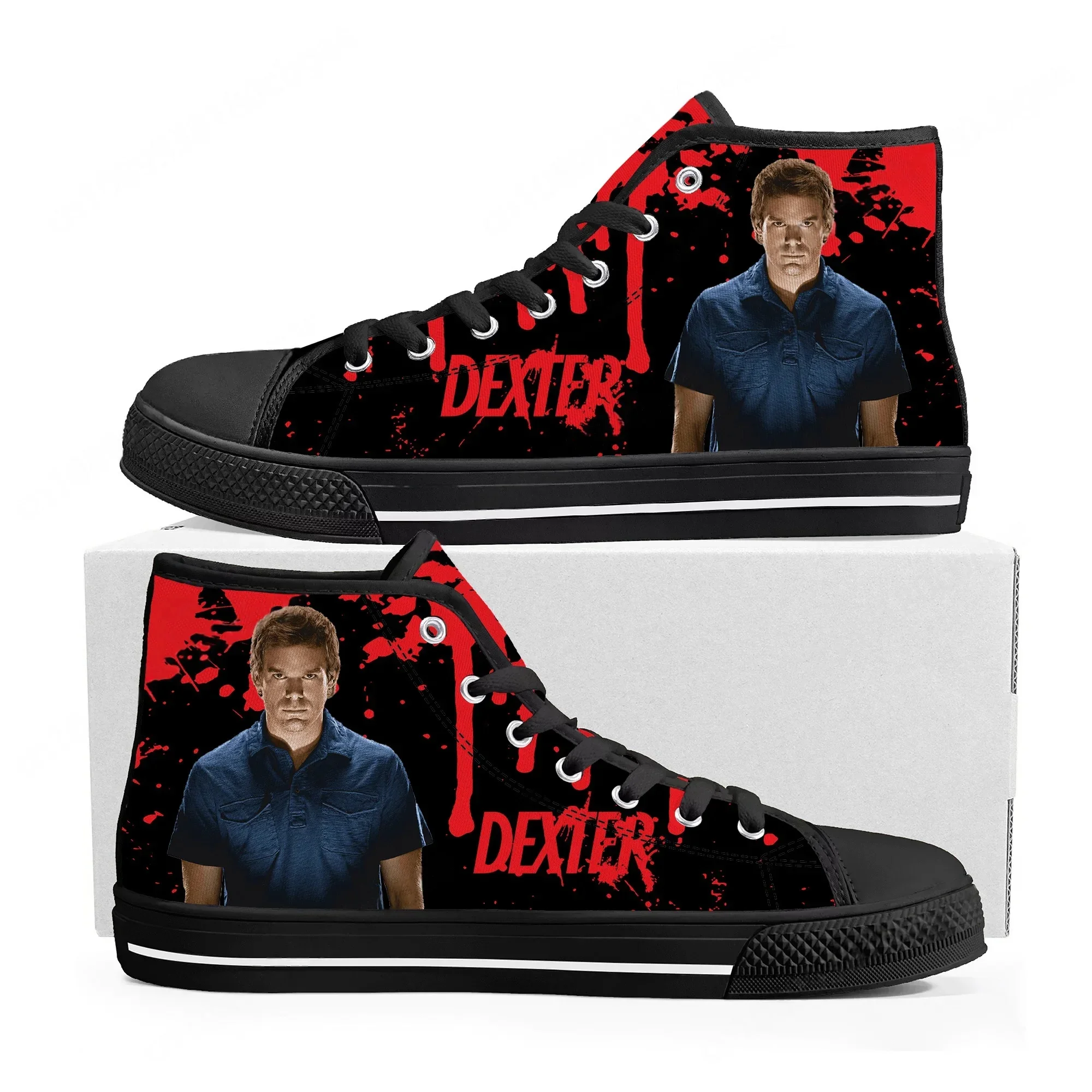 Фото Кроссовки Dexter TV Show Morgan High Top, кеды на шнуровке из ткани для мужчин, женщин и подростков. №2