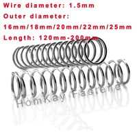 123 pcs 304 stainless steel compression spring wd 1 5mmod 16mm18mm20mm22mm25mmlength 120mm 200mm release pressure spring