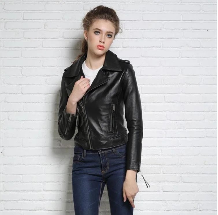 

Free shipping,Brand OL style Genuine leather casual short jacket.Street soft sheepskin slim coat,sales.lady business cloth,hot