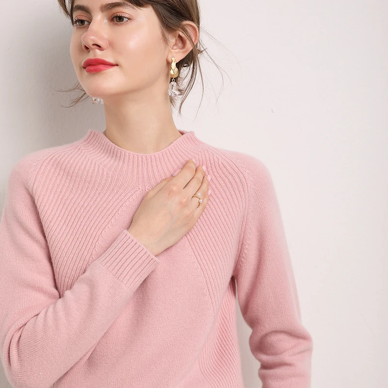 

Autumn and winter new style 100% pure wool knit sweater round neck cashmere sweater women short pullover bottoming shirt