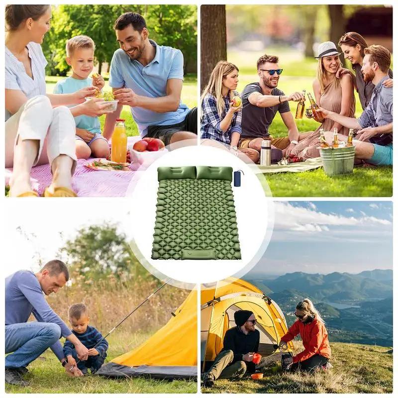 podwójna karimata do spania z plecakiem mata poduszką wbudowana pompka stóp lekki materac wędrówek