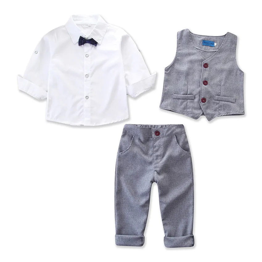 

Autumn Baby Boys Set Kids Gentlemen Suits White Shirt + Pants + Vest 3pcs Boys Suits