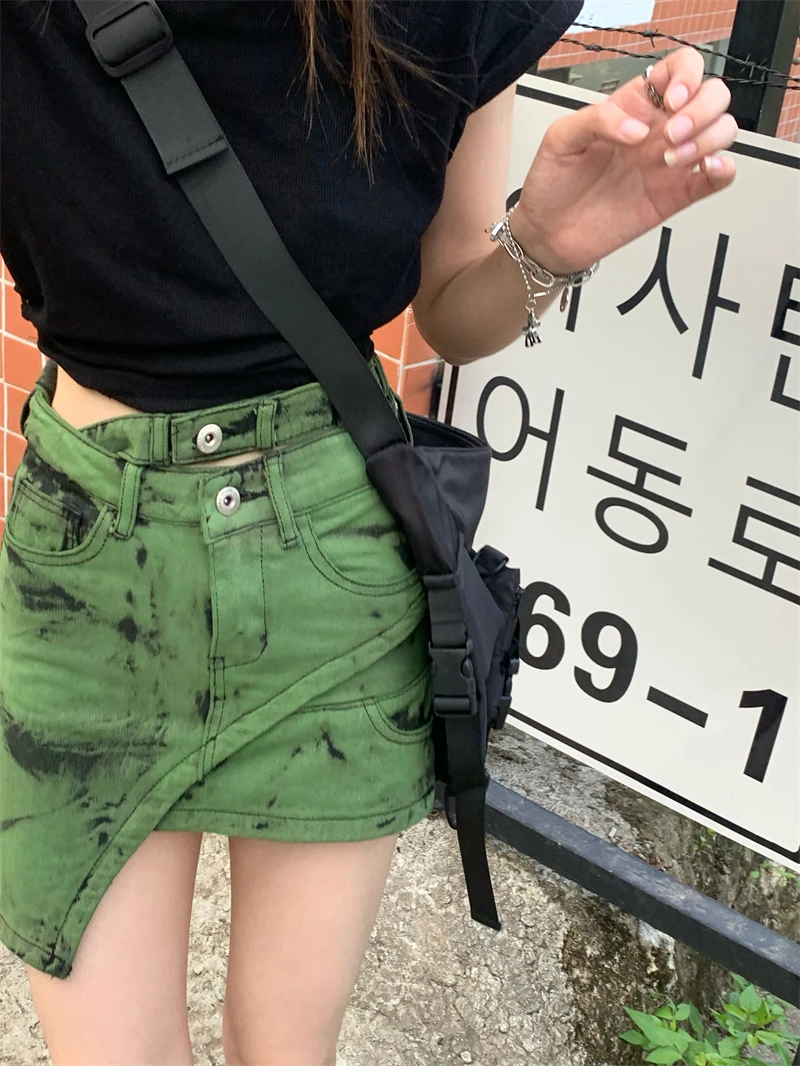 

White split skirt women's summer thin section small high waist slim skirt all-match a-line bag hip skirt short skirt