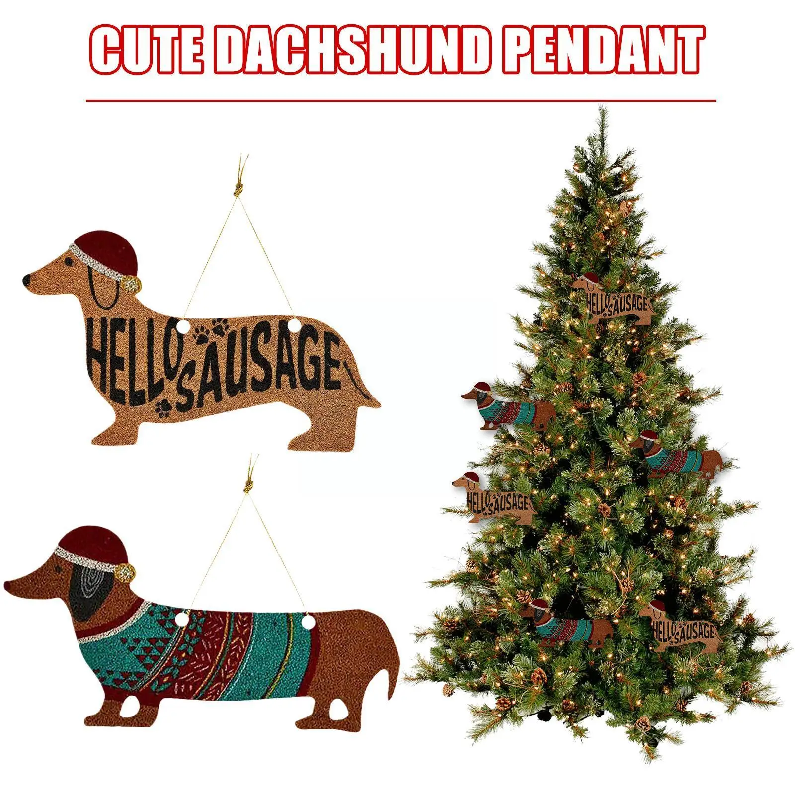 

Подвесные украшения на рождественскую елку, Такса, собака, подвески для фотографий, Рождество, новогодние подарки, Рождество E8u1