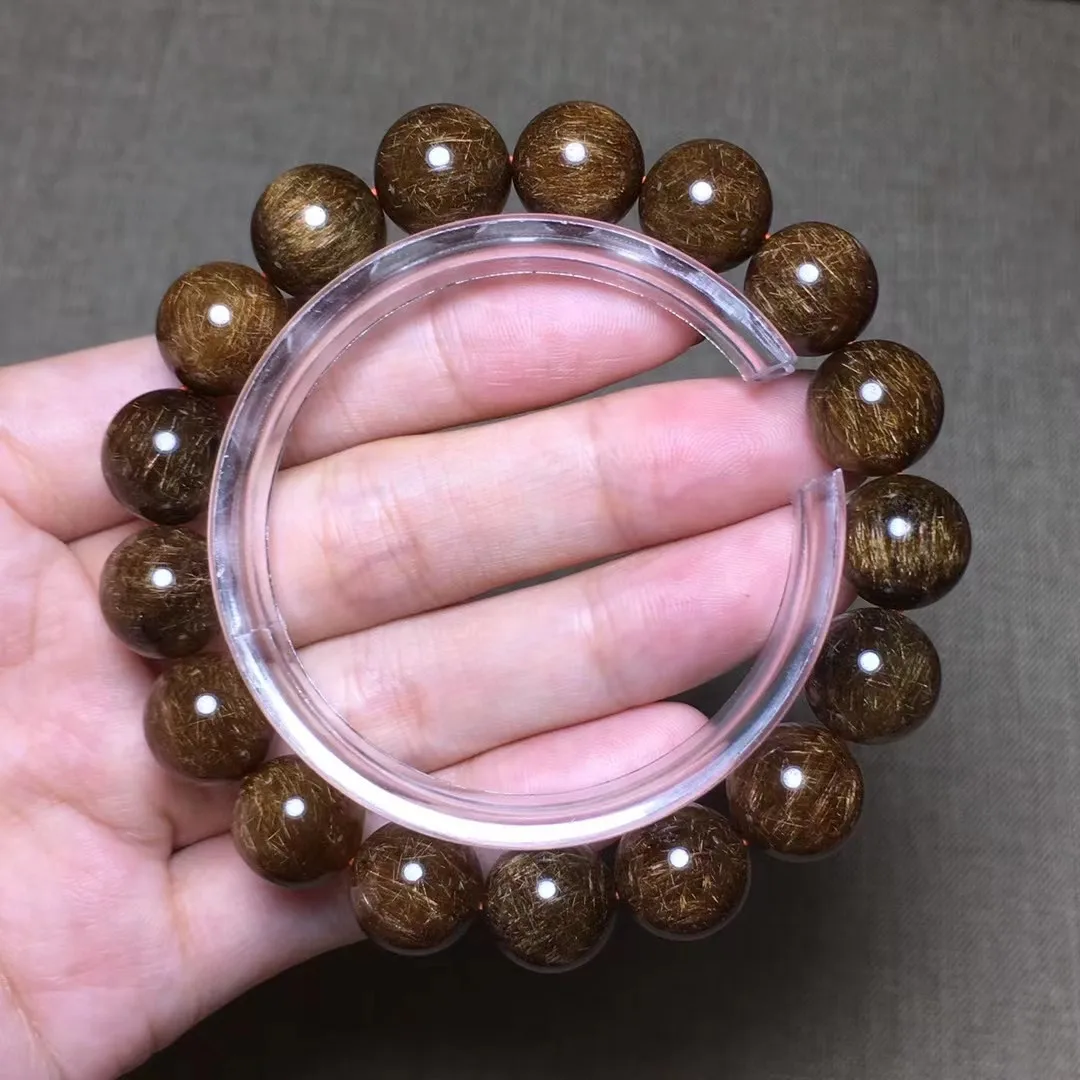 

12mm Natural Copper Rutilated Quartz Bracelet For Woman Lady Man Energy Reiki Crystal Round Beads Stone Strands Jewelry AAAAA