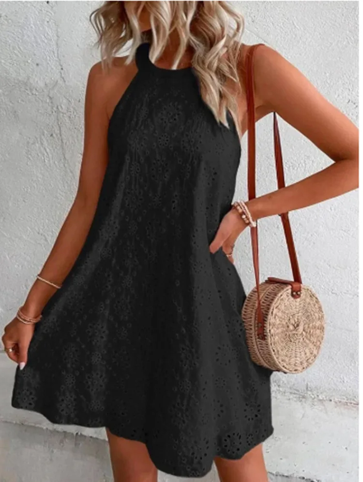 

Dresses for Women 2023 New Fashion Trend Summer Women's dress New Ladies Lace Solid Color Sleeveless Buttonless Dresses