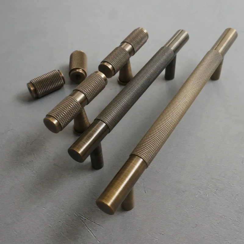 

Solid Brass Handle Bronze Cabinet Handles Drawer T-bar Furniture Door Knobs