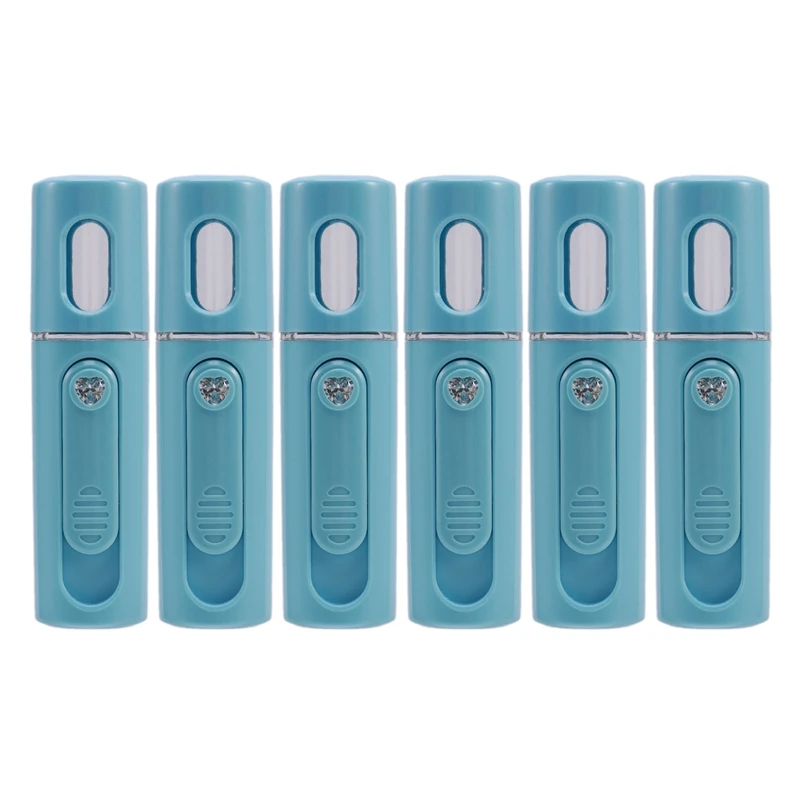 

6X Facial Steamer Nano Steamer Handy Mister Facial Mist Spray Moisture Face Sprayer Rechargeable (Blue)