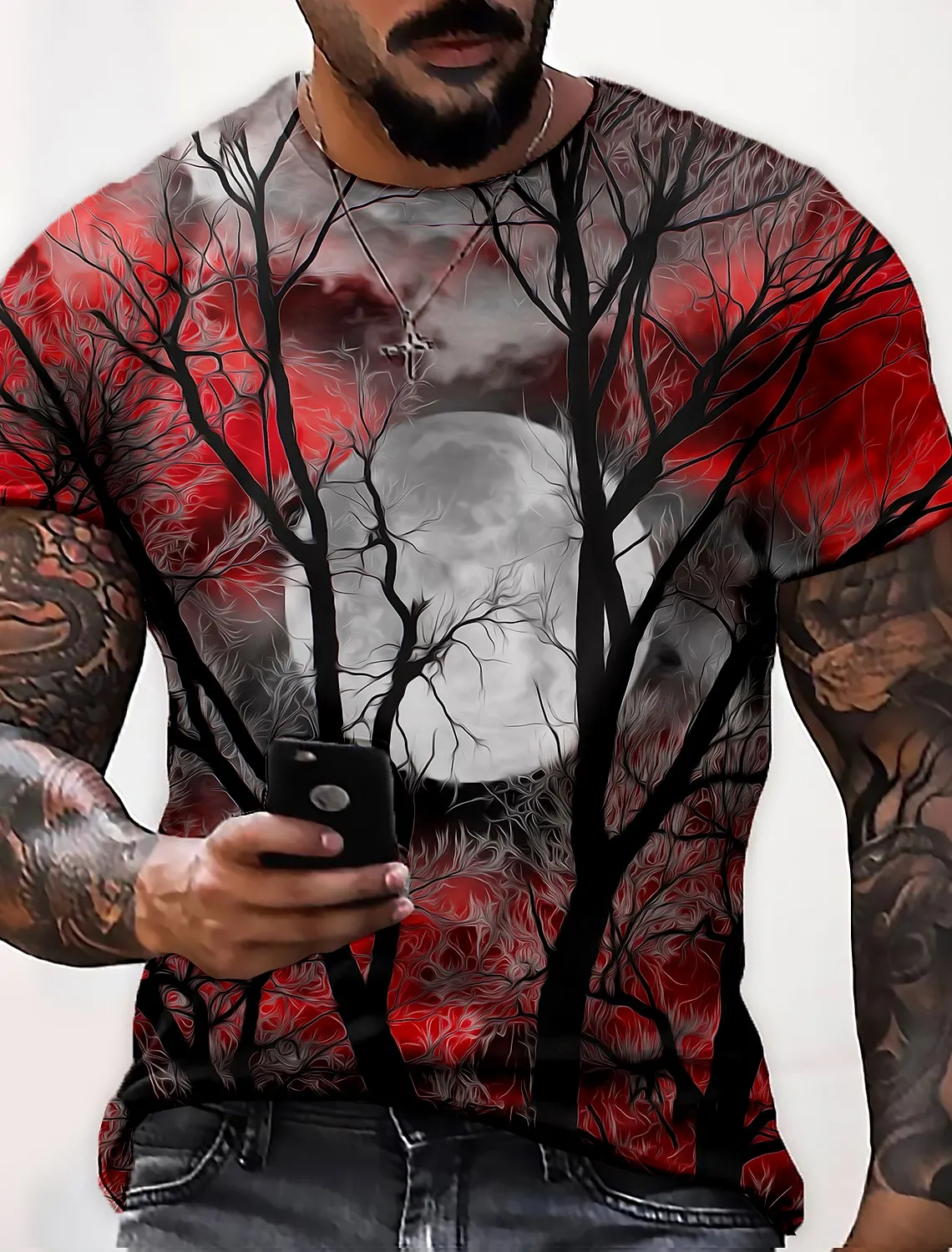 Men's Unisex T shirt Tee Moon Graphic Prints Crew Neck 3D Pr